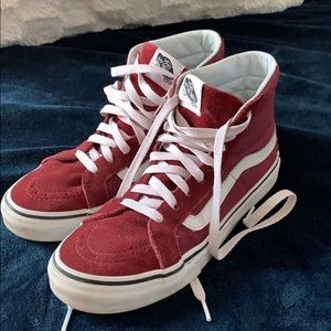 Maroon high top vans size 8